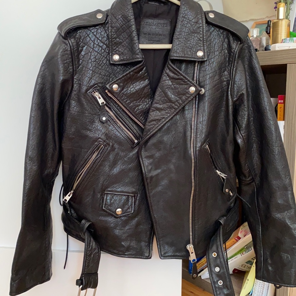 Like New AllSaints Black Leather Jacket US10